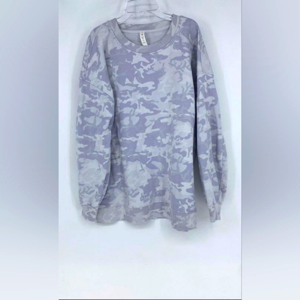 Lululemon Perfectly Oversized Crew Gray White Camouflage Sweatshirt Pullover 10 - Picture 2 of 8